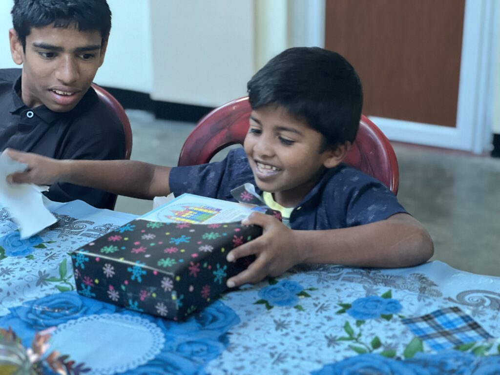 opening christmas gift